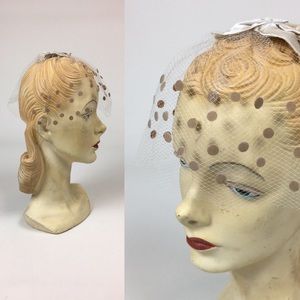 1950s birdcage veil vintage polka dots